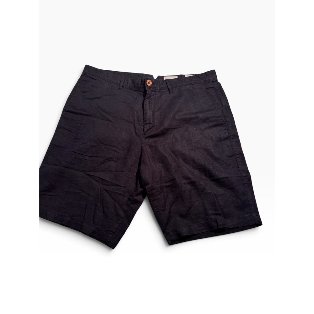 Gap Mens Black Linen Cotton Blend Chino Shorts Size 34 Flat Front Casual Summer